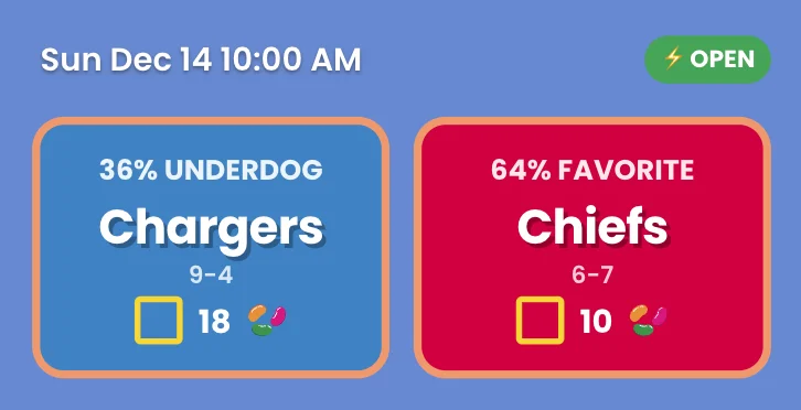 Game card showing OPEN status - picks can still be changed