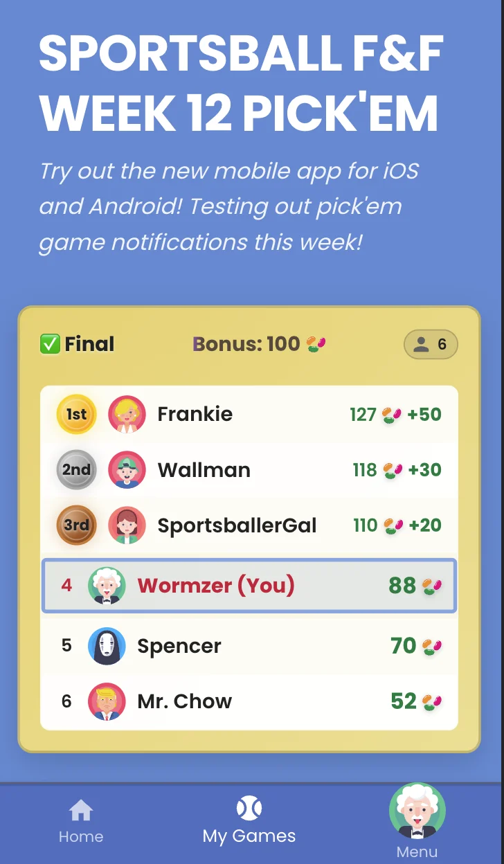 Leaderboard showing players and their total jelly bean counts